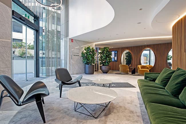 Modern residential building lobby